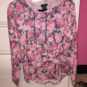 Hooded floral sweatshirt